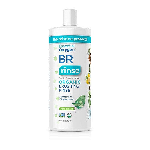 Essential Oxygen Peppermint Organic Brushing Rinse Mouthwash, 32 Oz